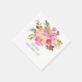 rosa blühende, süße, romantische Aquarellfarben-Bl Serviette (Ecke)