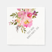 rosa blühende, süße, romantische Aquarellfarben-Bl Serviette (Vorderseite)