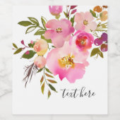 rosa blühende, süße, romantische Aquarellfarben-Bl Weinetikett (Einzelnes Label)
