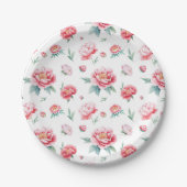 Rosa blühende Teller aus Peony Paper (Vorderseite)