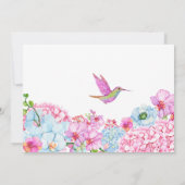 Rosa blühende Zweige mit Vogelgewächse Brautparty Einladung (Rückseite)