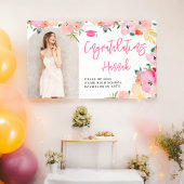 Rosa blühender Garten Abschluss Glückwunsch Banner