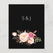 Rosa blühendes Blumenmenü - Schwarz Flyer (Hinten)