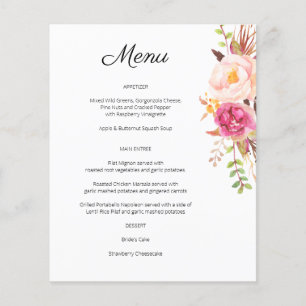 Rosa blühendes Blumenmenü - Weiß Flyer