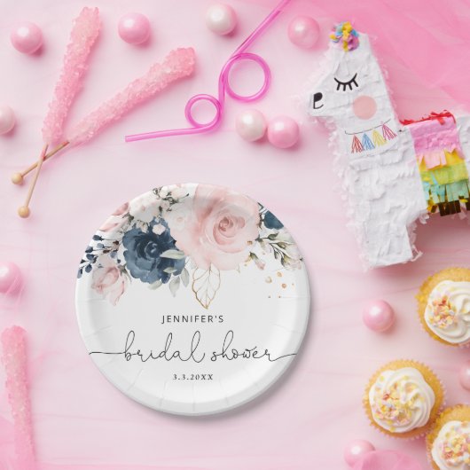 Rosa blühendes Brautparty Pappteller (Party)