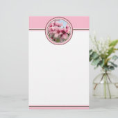 Rosa blühendes Niederlassungs-Briefpapier - Rosa Briefpapier (Stehend Vorderseite)