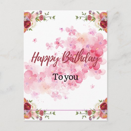Rosa Blümchen Geburtstag Postkarte (Vorderseite)