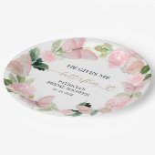 Rosa Blümchen gibt er mir Schmetterlinge Brautpart Pappteller (Schrägansicht)