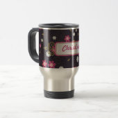 Rosa Blume 15 oz. Reisebusch Reisebecher (Vorderseite Links)