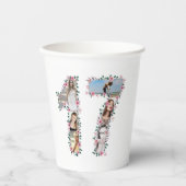 Rosa Blume 17. Geburtstag Girl FotoCollage Weiß Pappbecher (Vorderseite)