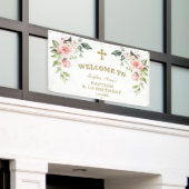Rosa Blume 1. Geburtstag Taufe Begrüßungszeichen Banner (Äußeres Gebäude)