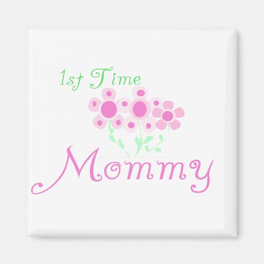 Rosa Blume 1st Mommy Shirts und Geschenke Magnet (Vorne)