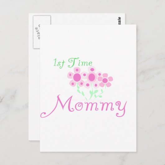 Rosa Blume 1st Mommy Shirts und Geschenke Postkarte (Vorne/Hinten)