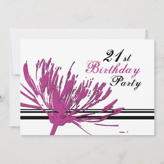 Rosa Blume 21. Geburtstag Party Einladung Karten (Vorderseite)