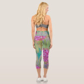 Rosa Blume Abstrakt Capri Leggings (Rückseite)