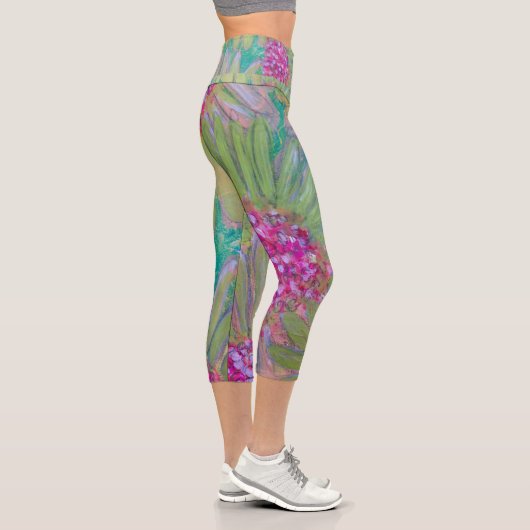 Rosa Blume Abstrakt Capri Leggings (Rechts)