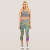 Rosa Blume Abstrakt Capri Leggings (Vorderseite)