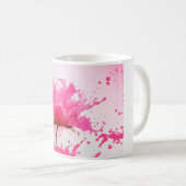 Rosa Blume Abstrakt Paint Spritzer Kaffeetasse (VorderseiteRechts)