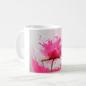 Rosa Blume Abstrakt Paint Spritzer Kaffeetasse (Vorderseite Links)