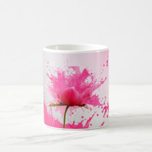 Rosa Blume Abstrakt Paint Spritzer Kaffeetasse