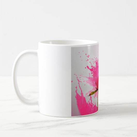 Rosa Blume Abstrakt Paint Spritzer Kaffeetasse (Links)