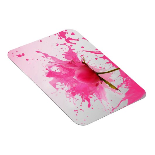 Rosa Blume Abstrakt Paint Spritzer Magnet (Rechte Seite)