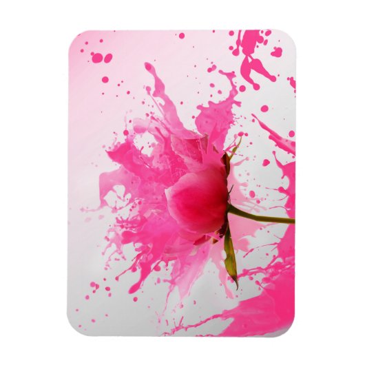 Rosa Blume Abstrakt Paint Spritzer Magnet (Vertikal)