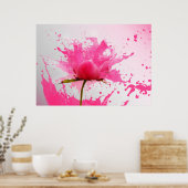 Rosa Blume Abstrakt Paint Spritzer Poster (Küche)