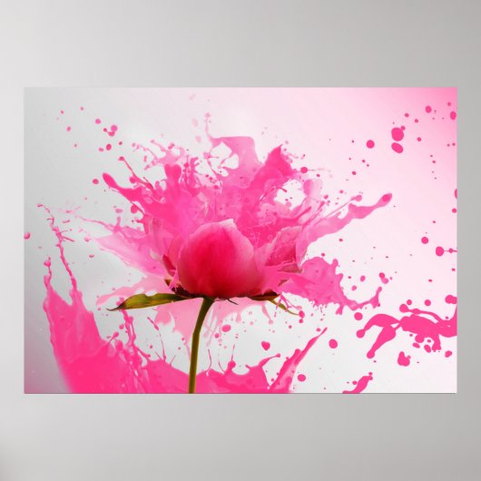 Rosa Blume Abstrakt Paint Spritzer Poster (Vorne)