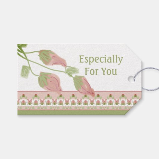 Rosa Blume Accented Hang Geschenkanhänger (Vorderseite (Horizontal))