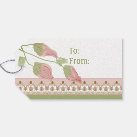 Rosa Blume Accented Hang Geschenkanhänger (Rückseite Horizontal)