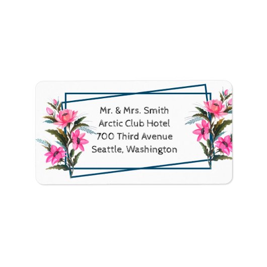 Rosa Blume Adressaufkleber (Vorne)