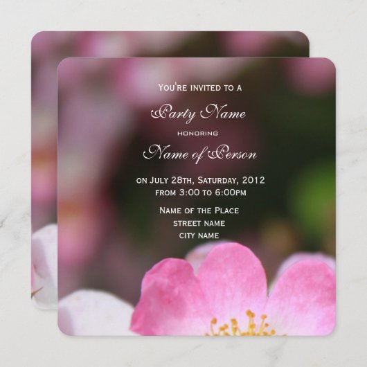 Rosa-Blume, alle Party Einladungen (Vorne/Hinten)