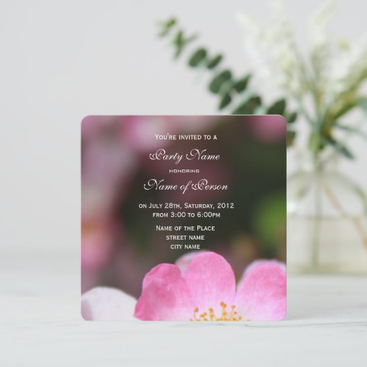 Rosa-Blume, alle Party Einladungen (Stehend Vorderseite)