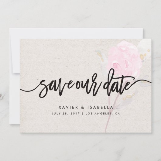 Rosa Blume | Ankündigung Datum freihalten (Vorderseite)