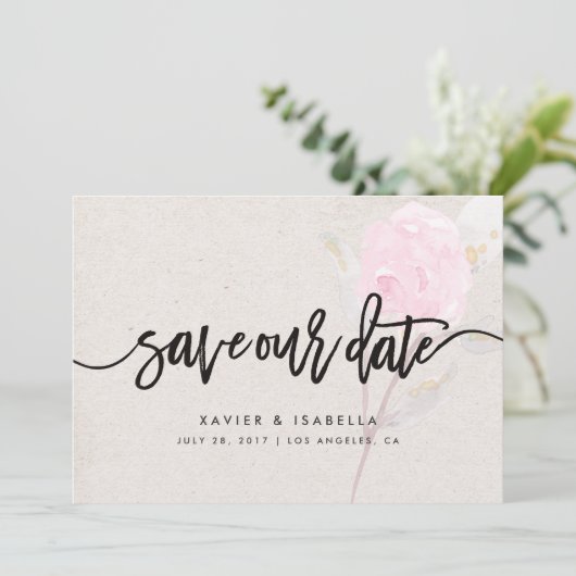 Rosa Blume | Ankündigung Datum freihalten (Stehend Vorderseite)