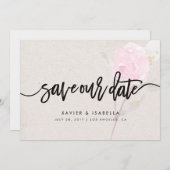 Rosa Blume | Ankündigung Datum freihalten (Vorne/Hinten)