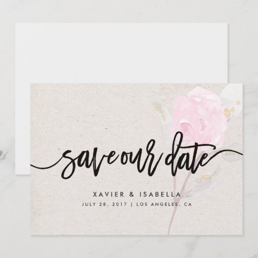 Rosa Blume | Ankündigung Datum freihalten (Vorne/Hinten)