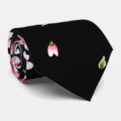 Rosa Blume Anpassbare schwarze Hintergrundfarbe Krawatte (Gerollt)