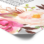 Rosa Blume Antlers Wedding Chart Poster (Ecke)