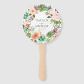 Rosa Blume Aquamarin Grüne Kakteen Hochzeit Fächer (Vorderseite)