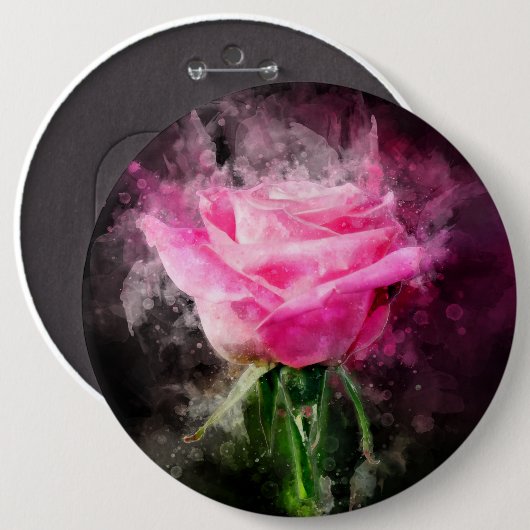 Rosa Blume Aquarell - bb Button (Vorne & Hinten)