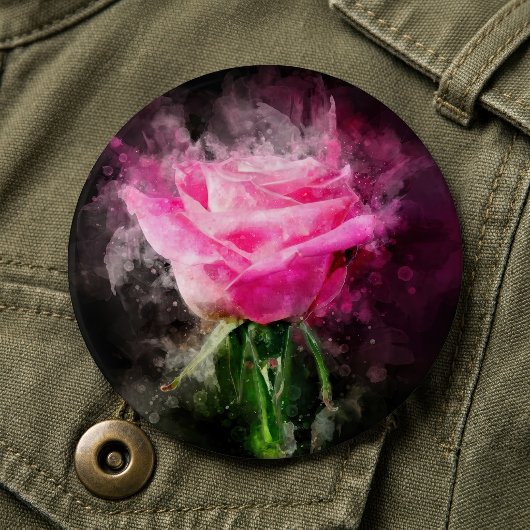 Rosa Blume Aquarell - bb Button