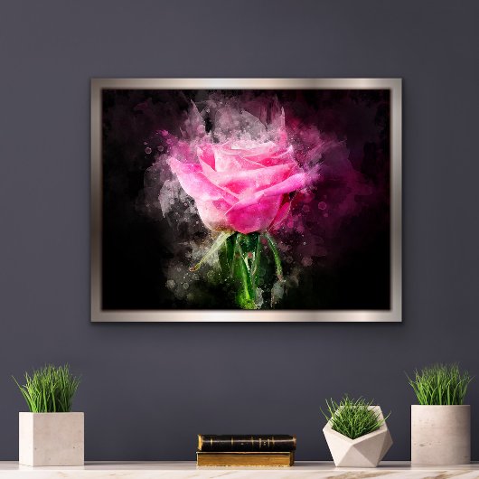 Rosa Blume Aquarell - bb Fotodruck