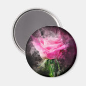Rosa Blume Aquarell - bb Magnet (Vorderseite/Rückseite)