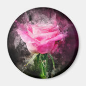 Rosa Blume Aquarell - bb Magnet (Vorne)
