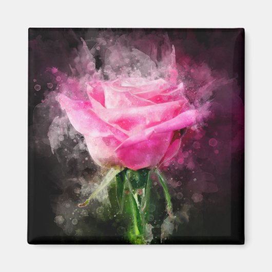 Rosa Blume Aquarell - bb Magnet (Vorne)