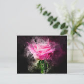 Rosa Blume Aquarell - bb Postkarte (Stehend Vorderseite)
