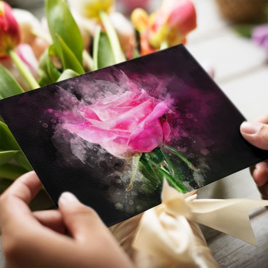 Rosa Blume Aquarell - bb Postkarte