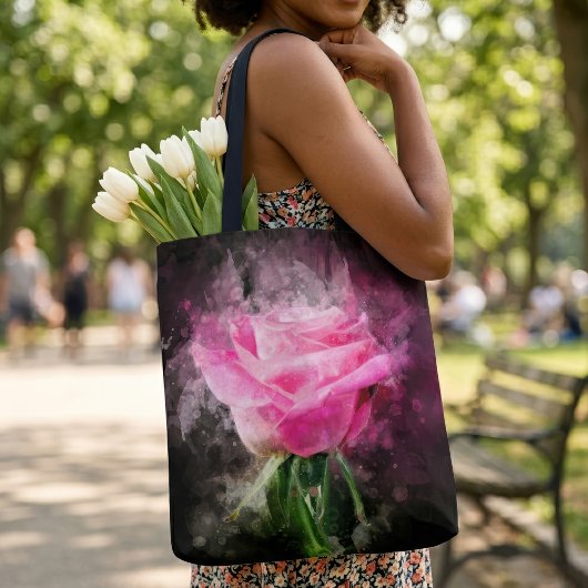 Rosa Blume Aquarell - bb Tasche